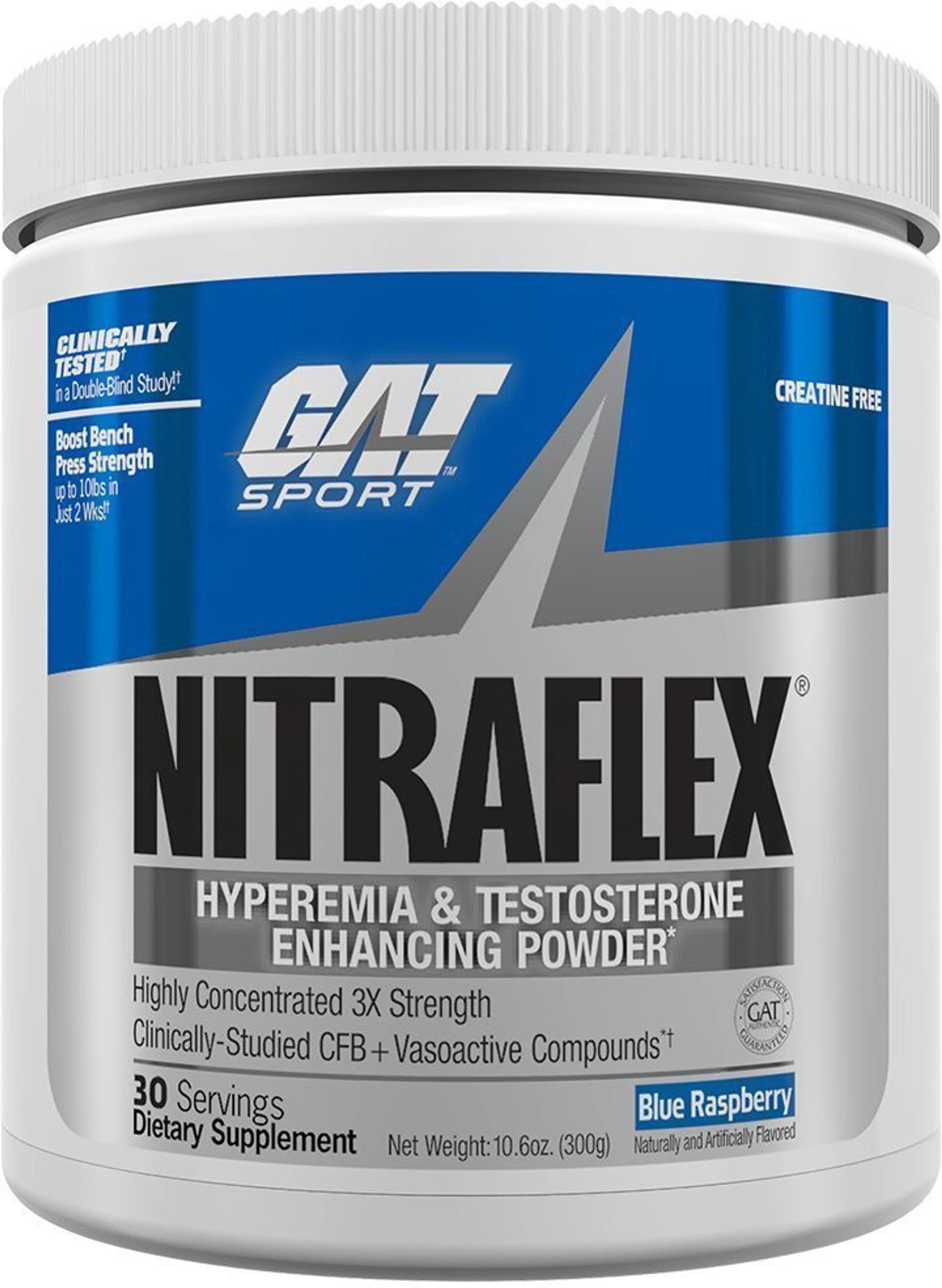 GAT Sports Nitraflex Hyperemia & Testosterone Enhancing Powder, 0.66lbs, 300gm (30 Servings)