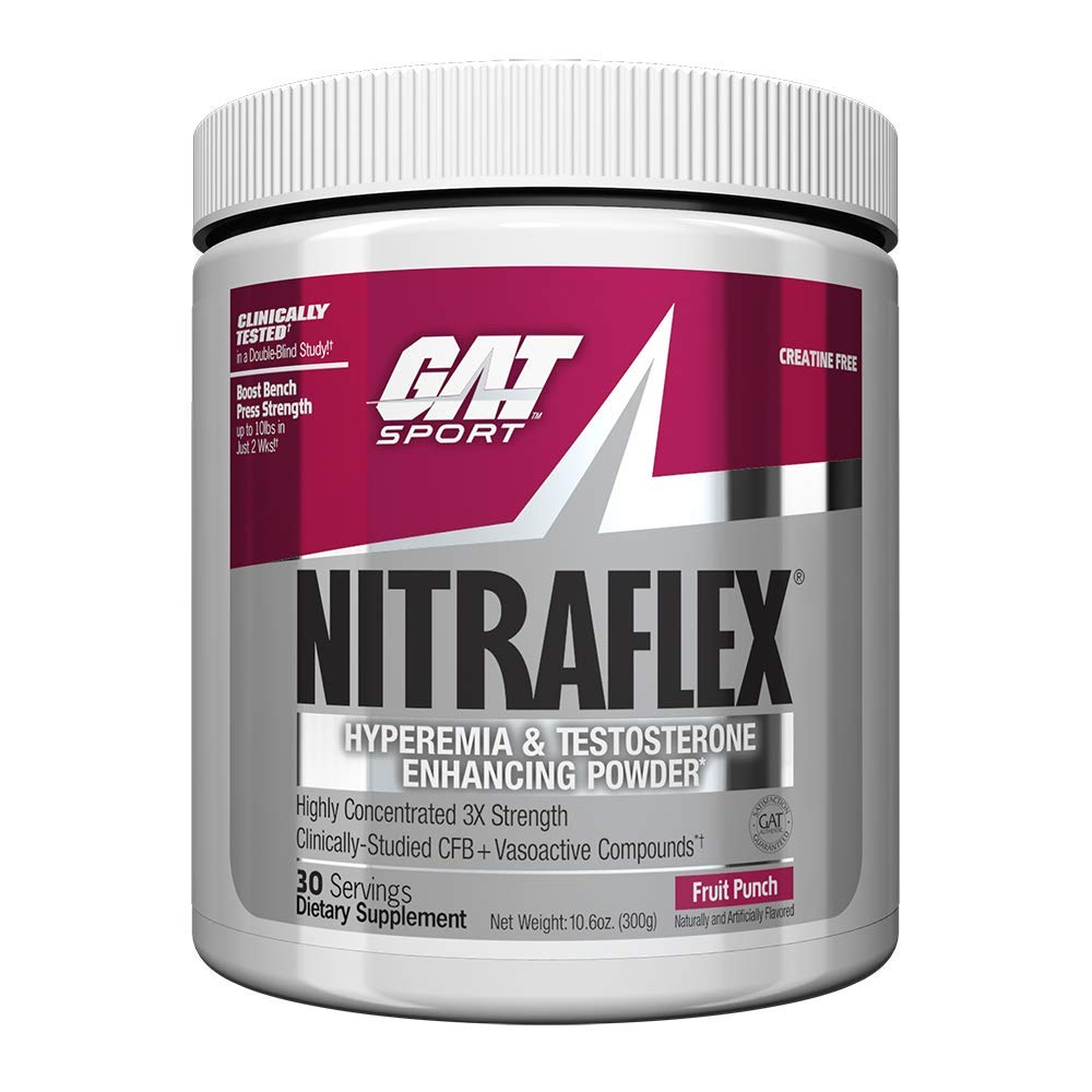 GAT Sports Nitraflex Hyperemia & Testosterone Enhancing Powder, 0.66lbs, 300gm (30 Servings)