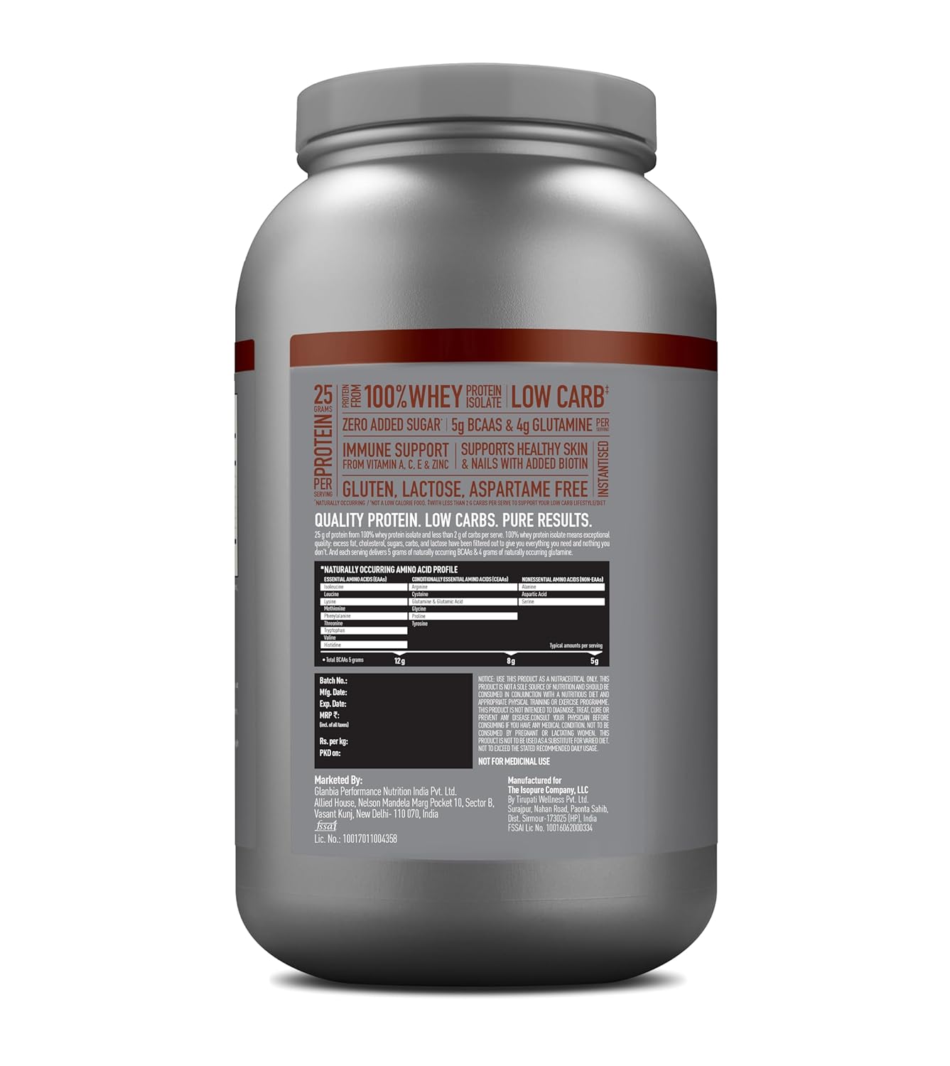 Isopure Whey Isolate Protein Powder