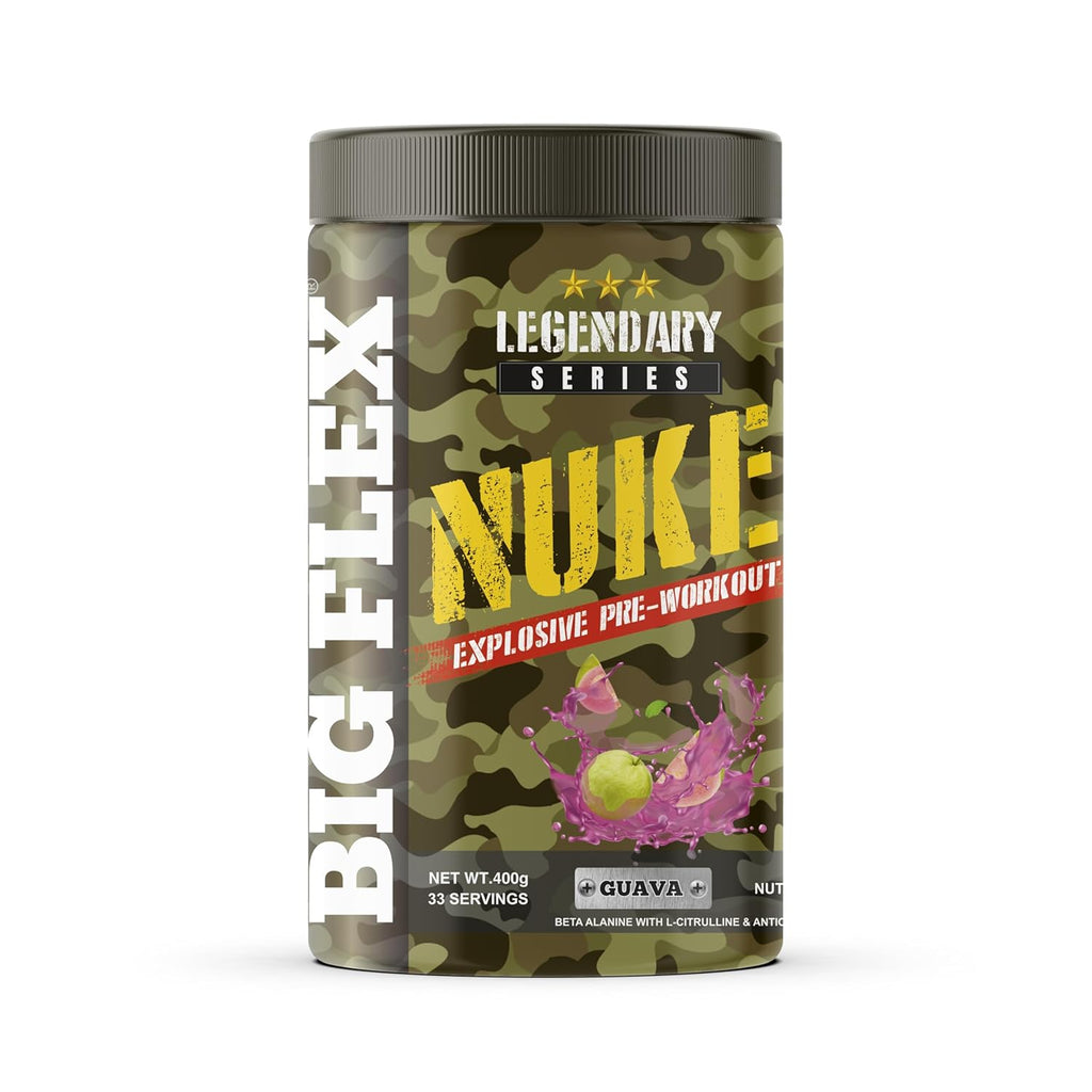 Bigflex Nuke Pre Workout Powder| 33 Servings |Energy Booster| (Guava, 400 gm)