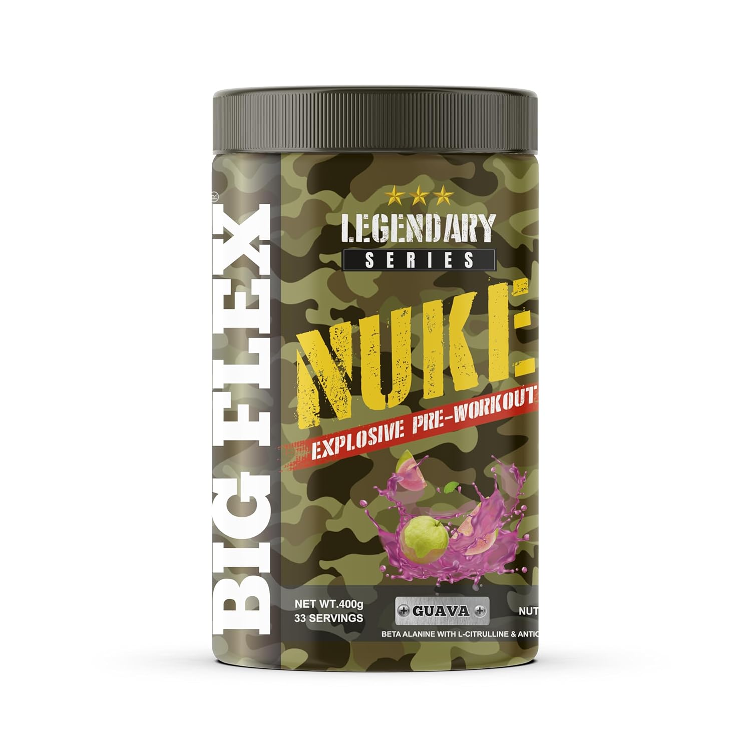 Bigflex Nuke Pre Workout Powder| 33 Servings |Energy Booster| (Guava, 400 gm)