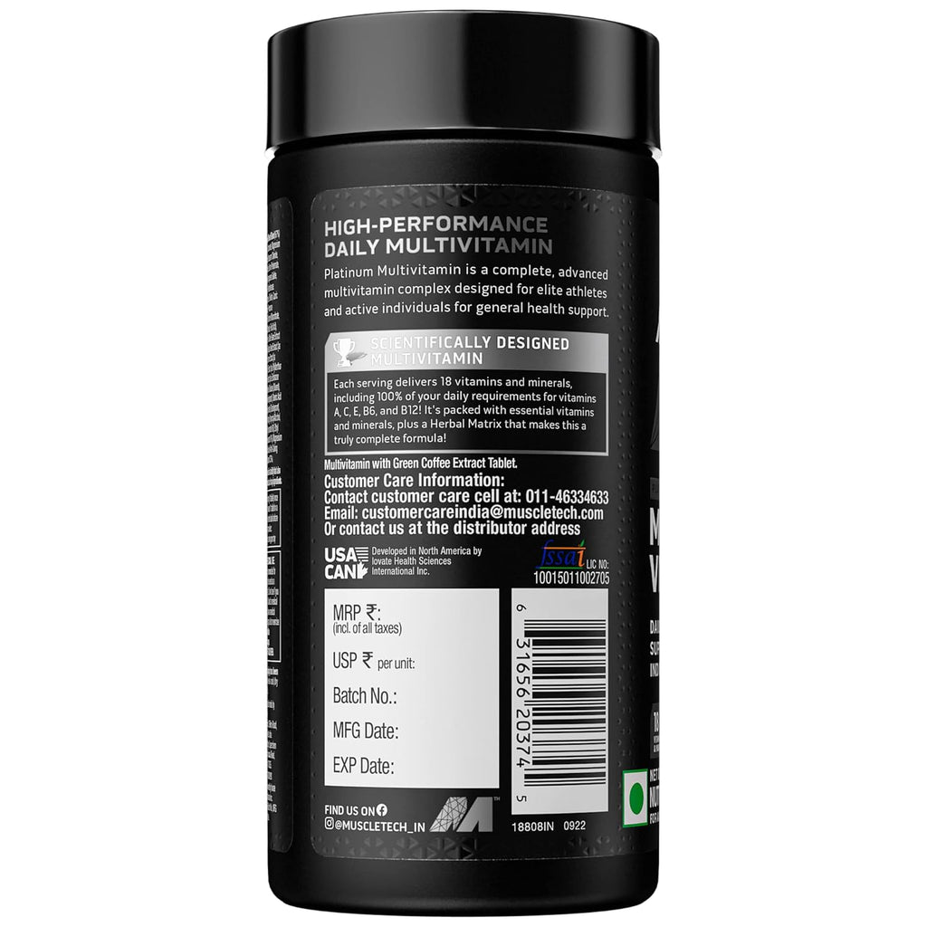 MuscleTech Platinum Multivitamin,60 Tablets