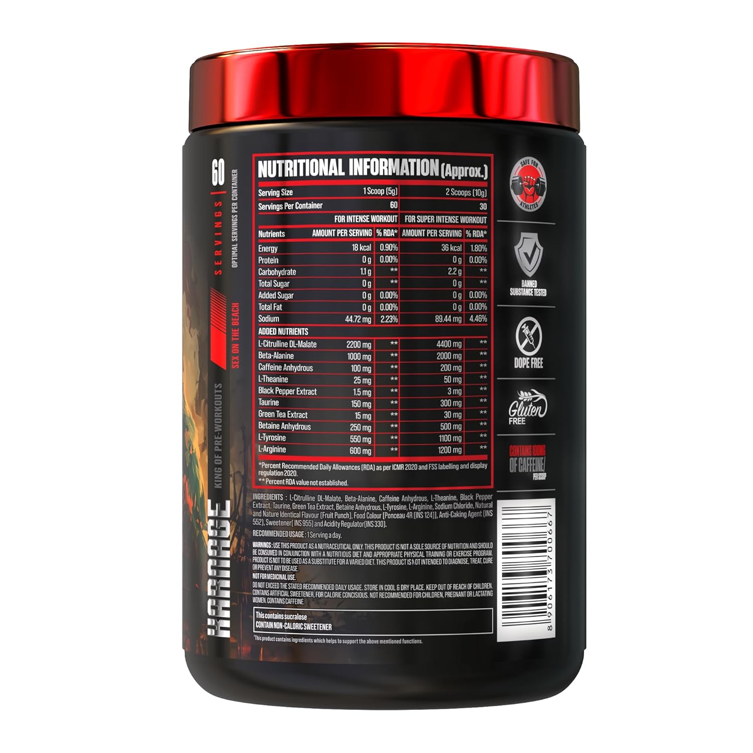 Bigmuscles Nutrition Karnage Pre workout [60 Servings,  | Pre-workout Supplement Supports to Improve Focus, Strength, Energy and Pump, Banned Substance Tested, Dope Free, 300g