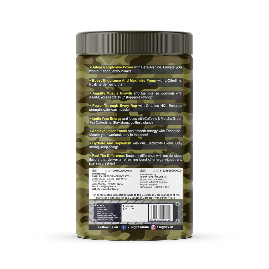 Bigflex Nuke Pre Workout Powder| 33 Servings |Energy Booster| (Guava, 400 gm)