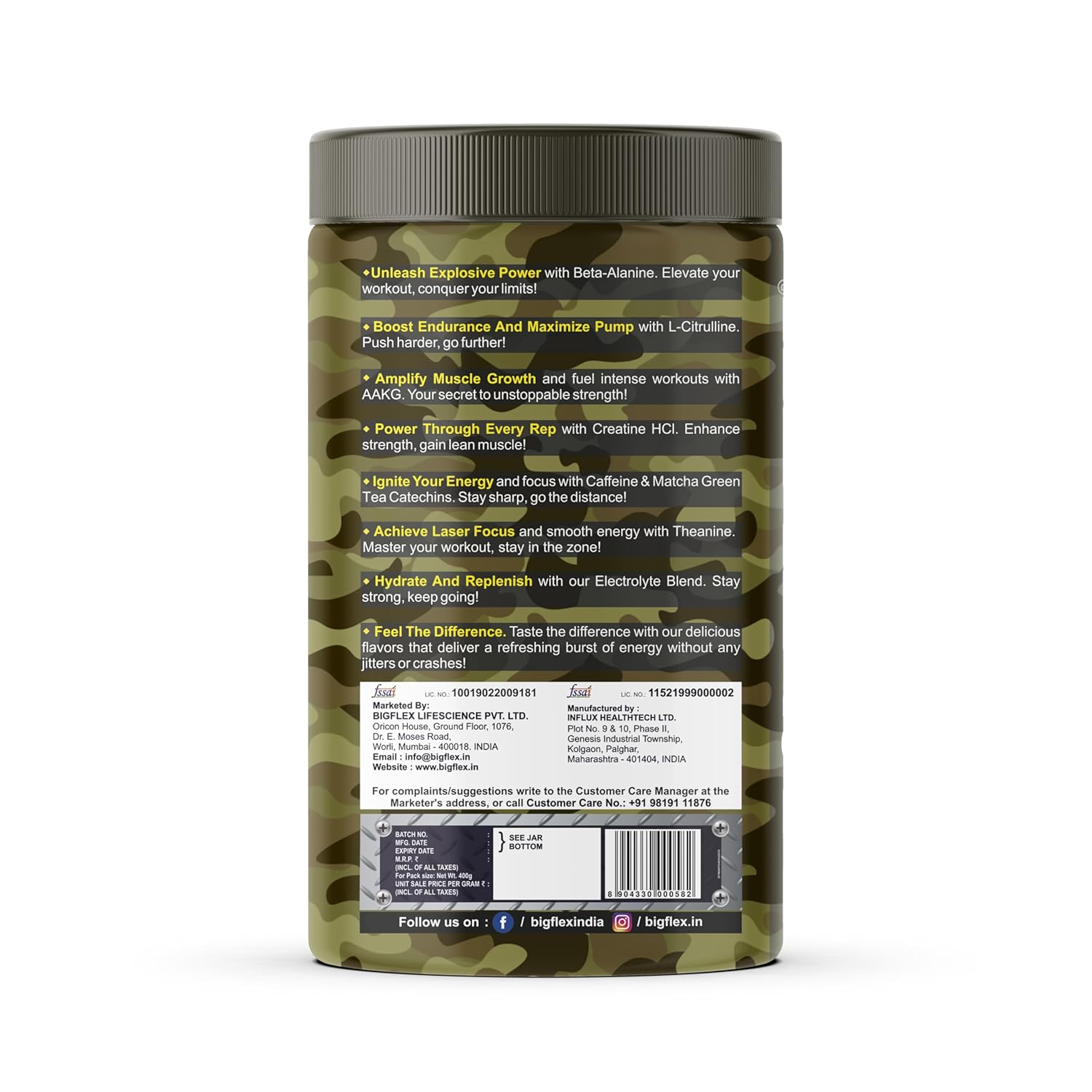 Bigflex Nuke Pre Workout Powder| 33 Servings |Energy Booster| (Guava, 400 gm)