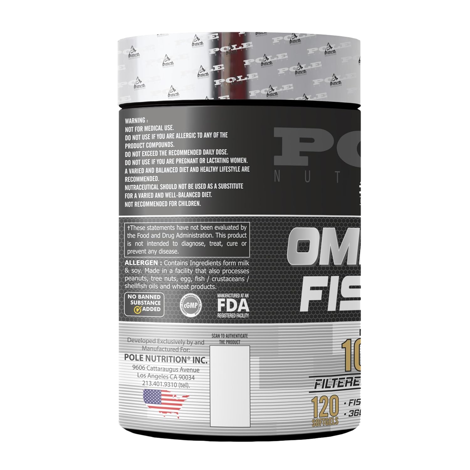 Pole Nutrition Omega-3 Fish Oil 1000mg - 120 Softgels