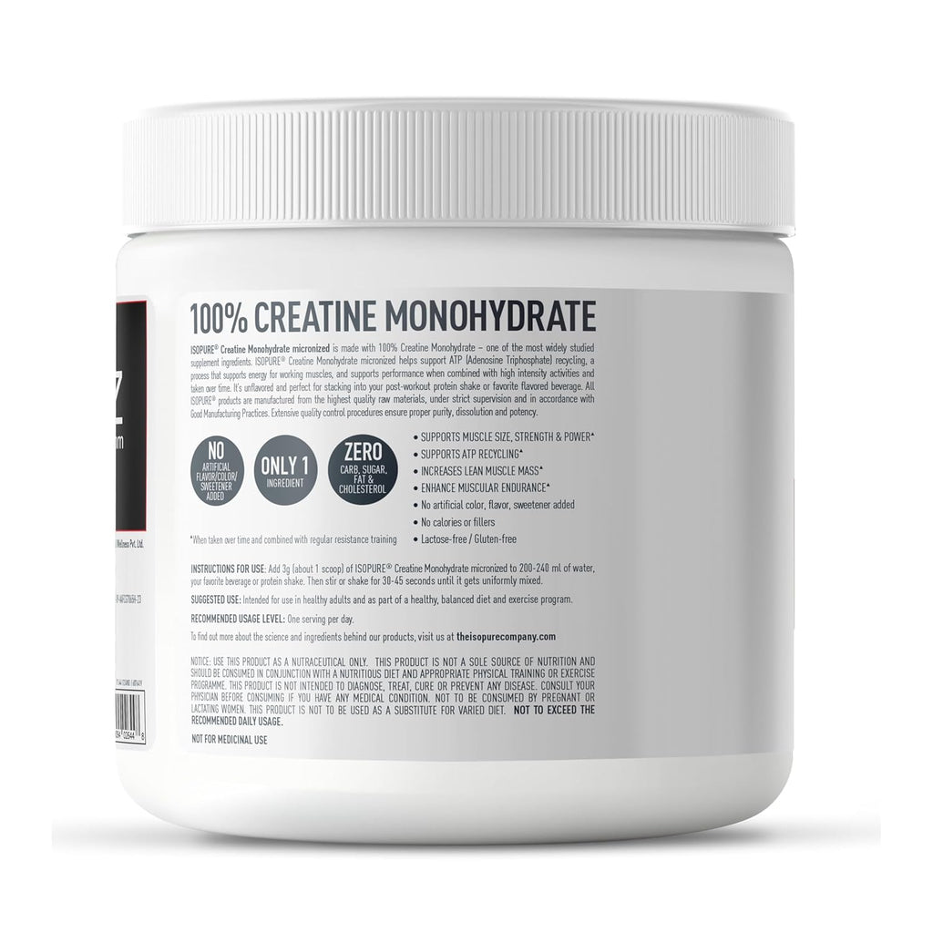Isopure 100% Creatine Monohydrate Micronized, 250g- 83 servings