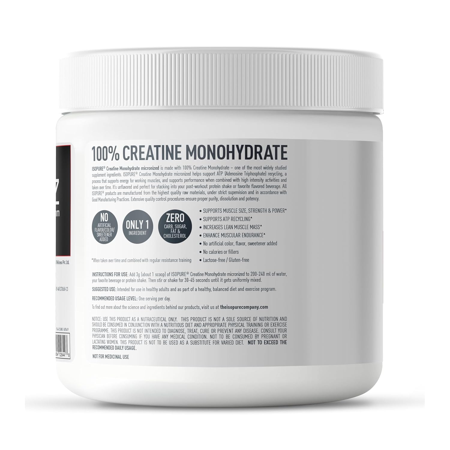 Isopure 100% Creatine Monohydrate Micronized, 250g- 83 servings