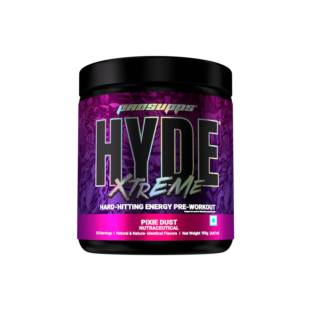 PS PROSUPPS Hyde Xtreme- Hard Hitting Energy Pre Workout  | Caffeine, Beta-Alanine, Creatine Hcl, L-Arginine | For Muscle Pump, Vascularity|30 Servings, Powder, 195 grams