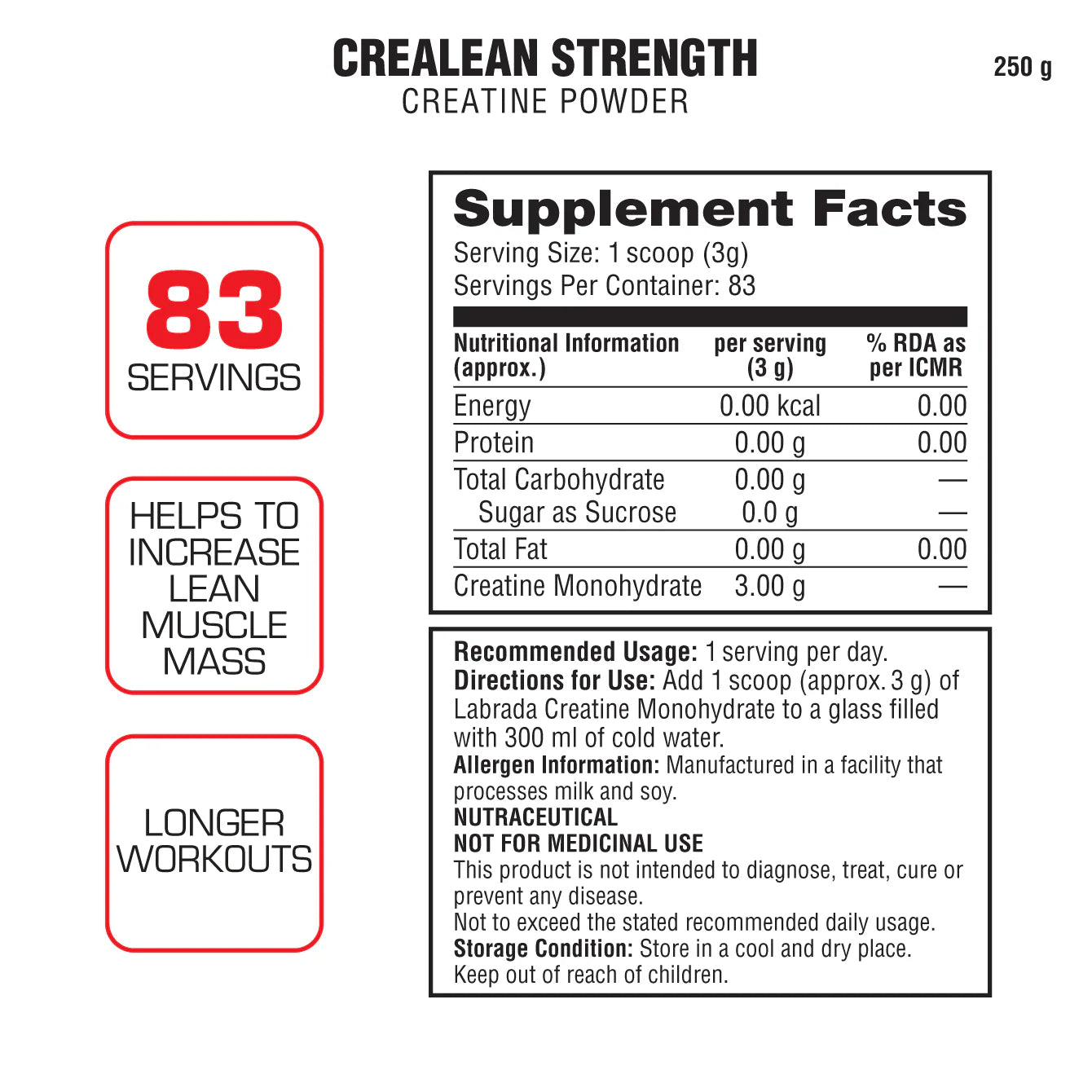Labrada Crealean Strength Creatine Powder