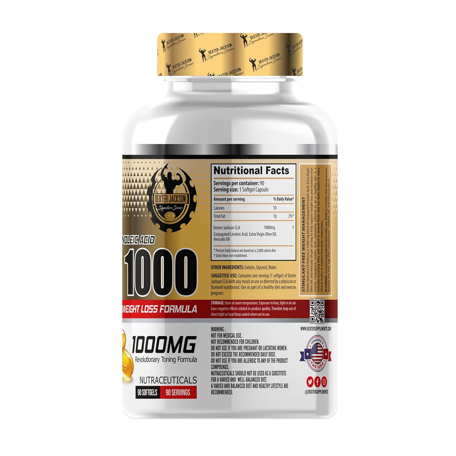 Dexter Jackson CLA 1000 | Support Muscles and Enhances Metabolism | Gluten-free | 90 Servings,90 Softgels