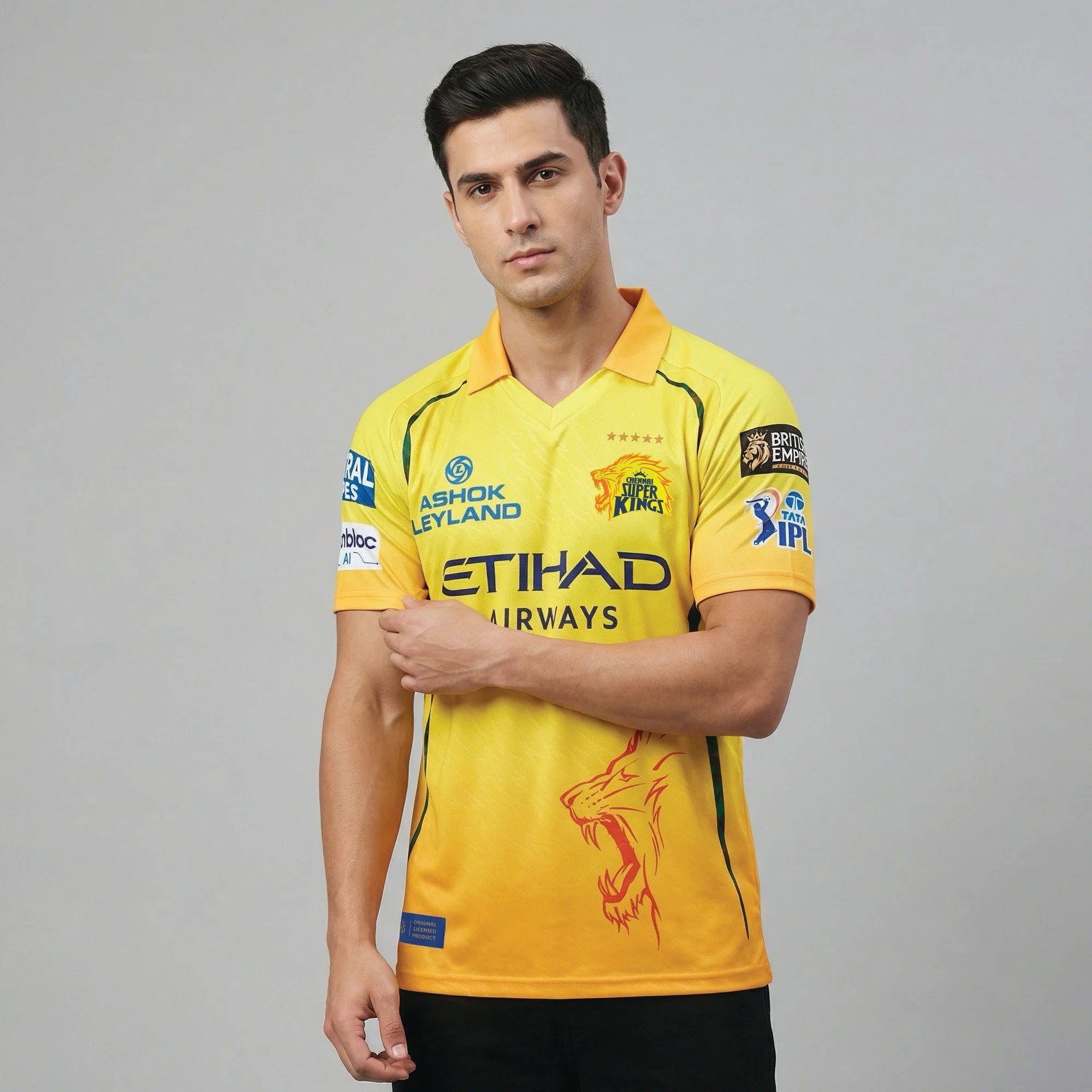 Chennai Super Kings Authentic Match Jersey – IPL 2026 | Adult-Unisex | Plain | Half Sleeve