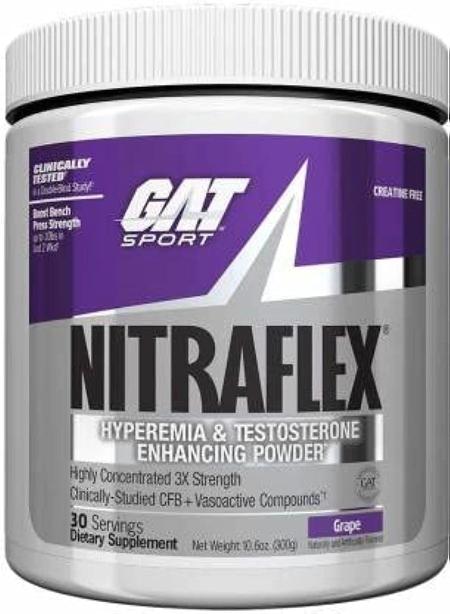 GAT Sports Nitraflex Hyperemia & Testosterone Enhancing Powder, 0.66lbs, 300gm (30 Servings)